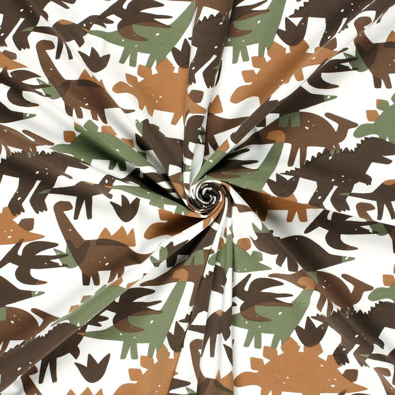 Bomuldsjersey Camouflage dinosaurer – elfenben/kastaniebrun,  image number 3