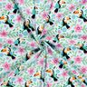 Bomuldsjersey tukaner i blomsterjunglen – babyblue/orange,  thumbnail number 3