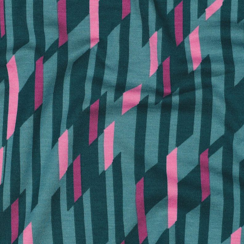 Romanit jersey abstrakte romber &ndash; petrol/rosa,  image number 2