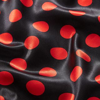Polyestersatin store prikker – sort/rød, 