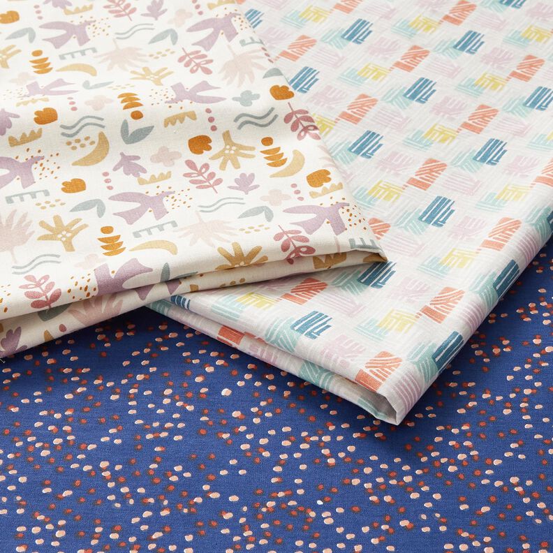 Bomuldsstof Cretonne små prikker – indigo,  image number 5