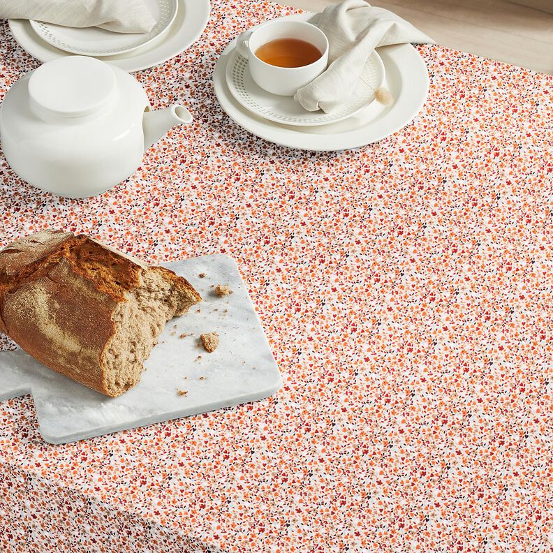 Bomuldsstof Cretonne spredte blomster – rosé/ferskenorange,  image number 5