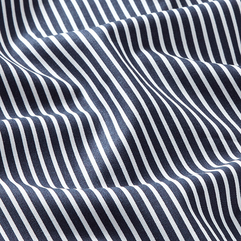 Bomuldspoplin Striber – marineblå/hvid,  image number 2
