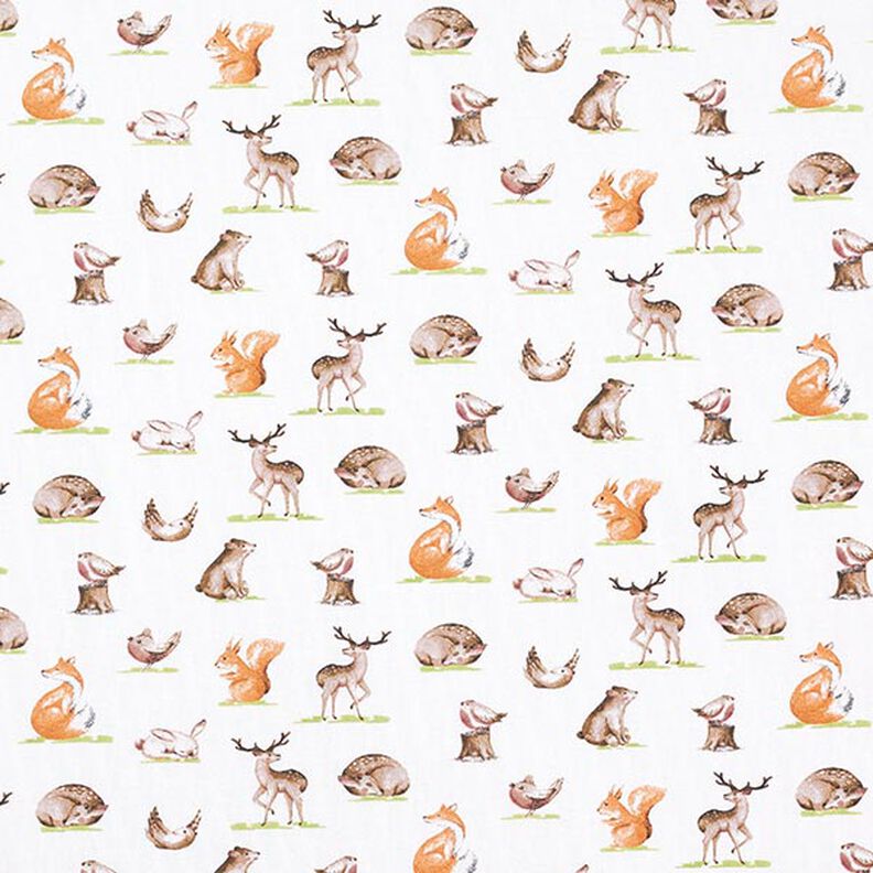 Økologisk bomuldsjersey akvarel-skovdyr – uldhvid,  image number 1