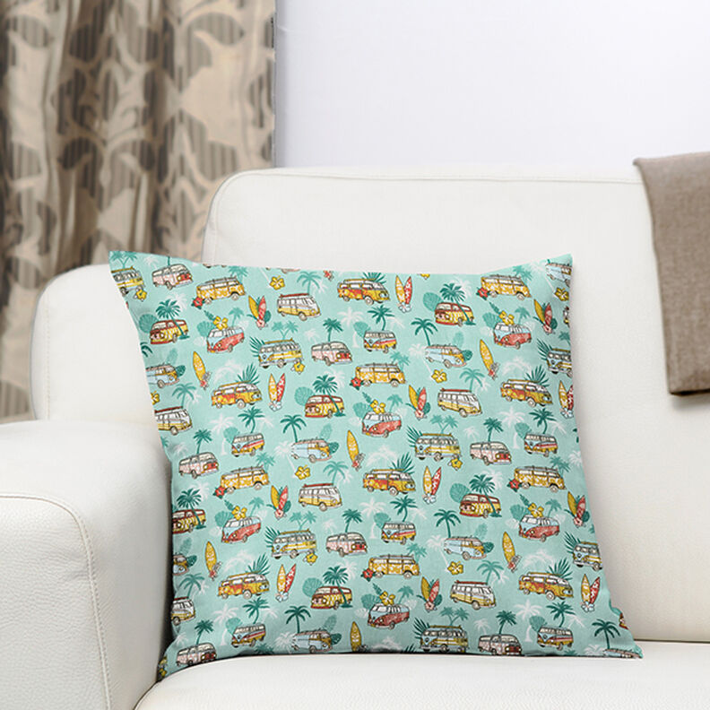 Bomuldsstof Cretonne Roadtrip Surf – azur,  image number 7