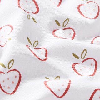 Bomuldsjersey stiliserede jordbær – hvid/rosa, 