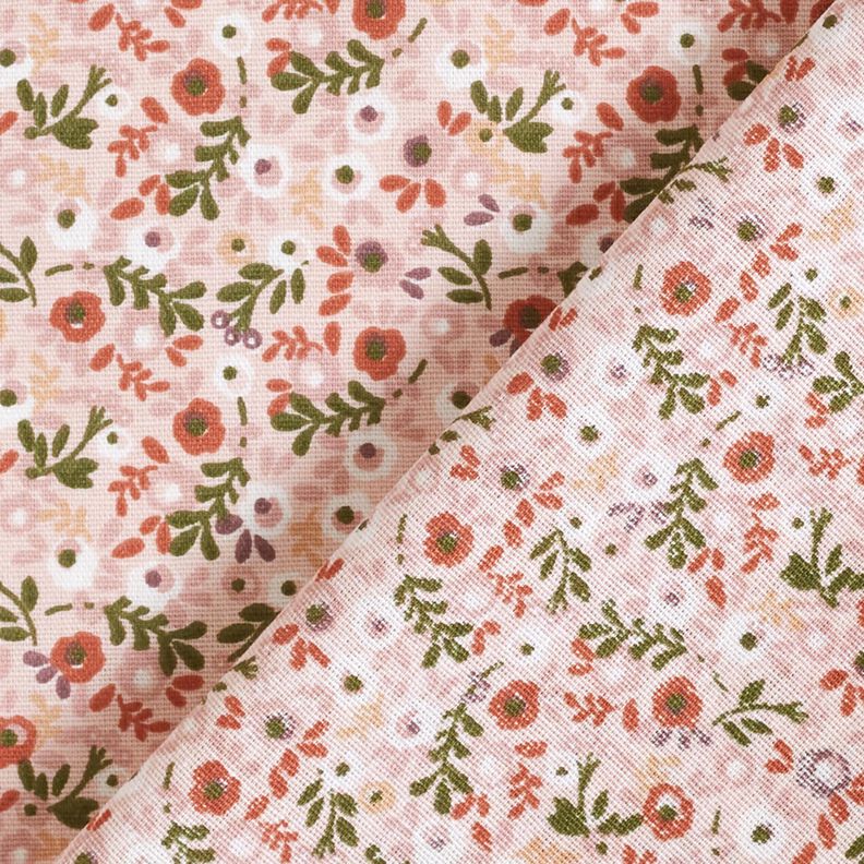 Bomuldspoplin små blomster – rosé/kobberfarvet,  image number 4