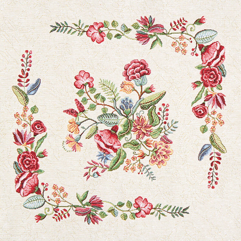 Dekorationsstykke Gobelin romantisk blomstermotiv – lysebeige,  image number 1