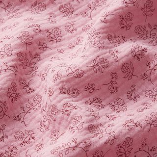 Musselin/Dobbelt-Crincle stof små blomsterranker – rosa, 