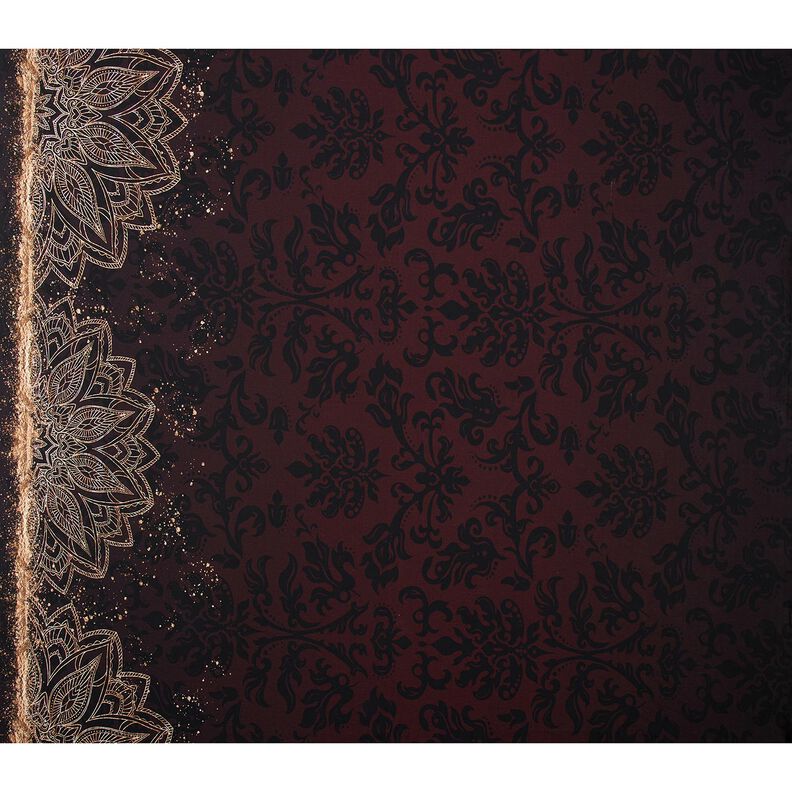 BomuldsjerseyBordure stof Mandala med guldkrymmel | Glitzerpüppi – sortbrun/guld,  image number 5