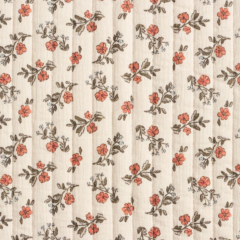 Musselin Quiltstof romantiske blomster &ndash; uldhvid/lyse b&aelig;r,  image number 1