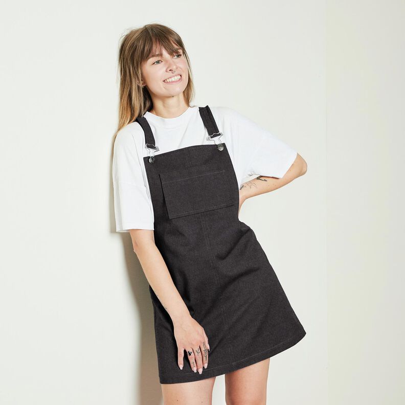 Stretch-denim bomuldsblanding medium – sort,  image number 6