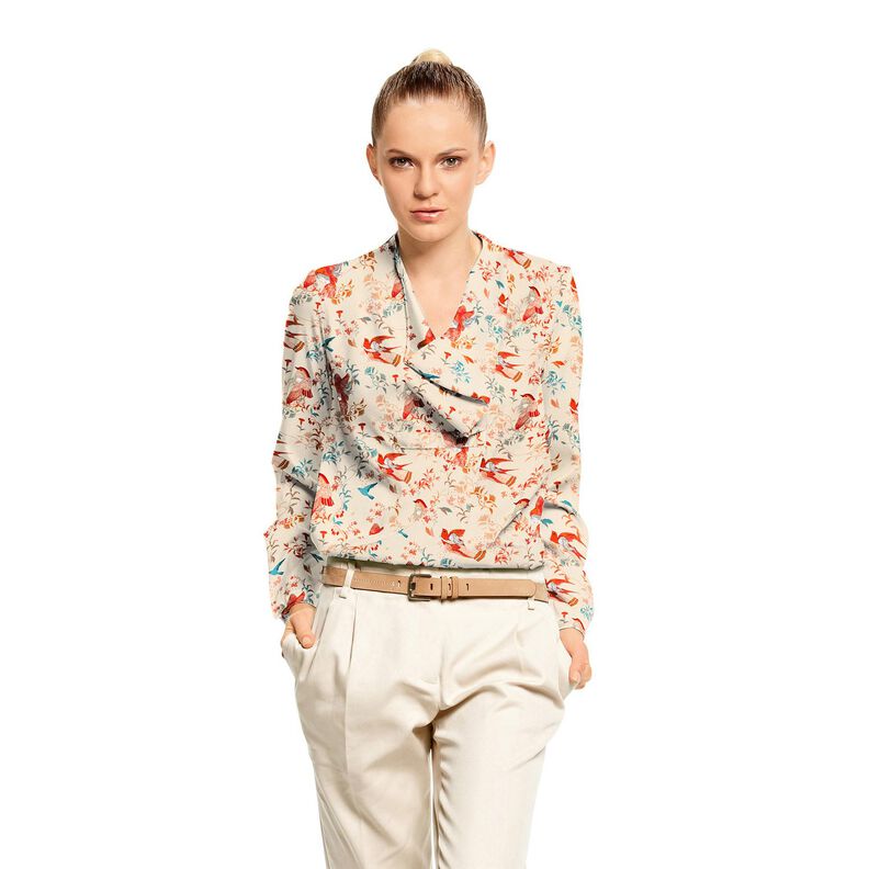 LENZING™ ECOVERO™ viskosestof med fugle og feer | Katia Fabrics – creme/ildrød,  image number 6