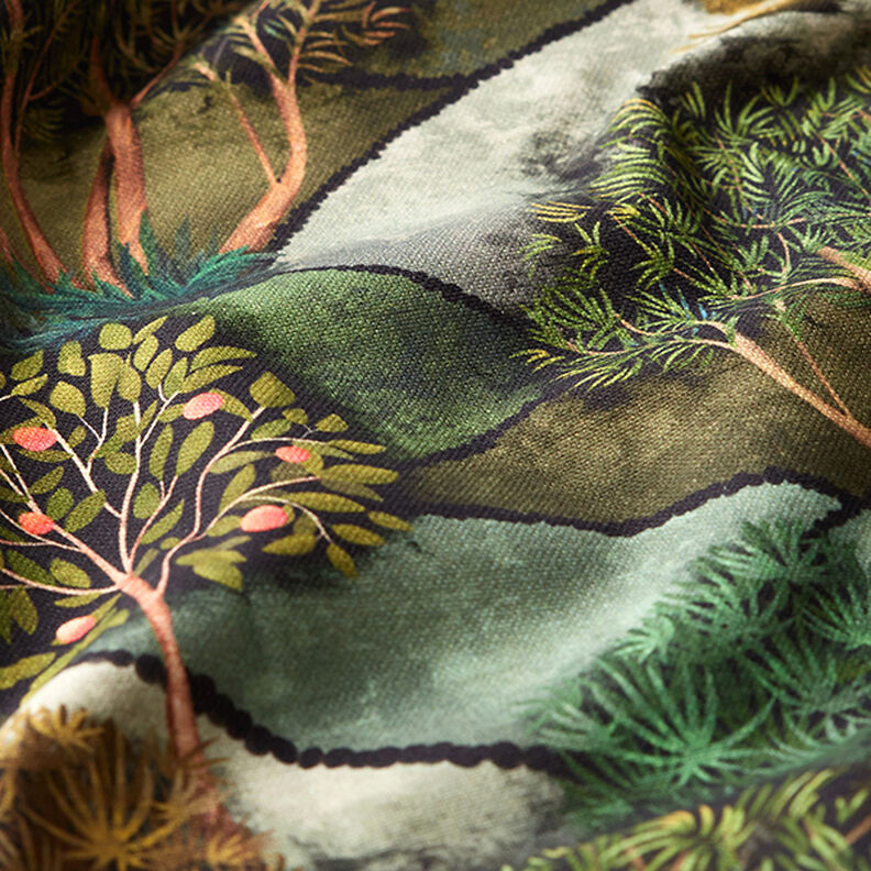 Dekorationsstof Halvpanama Digitalprint Landskab – grøn,  image number 2