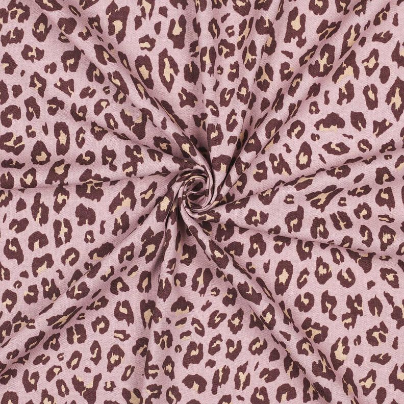 Viskose-hør-miks leo-print | Poppy Fabrics – lys gammelrosa/aubergine,  image number 3