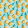 Bomuldsstof Poplin ananas – aquablå/gul,  thumbnail number 1
