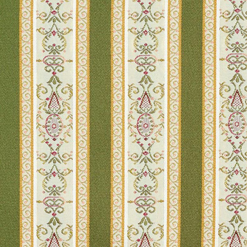 M&oslash;belstof Jacquard Biedermeier Striber &ndash; creme/olivengr&oslash;n,  image number 1