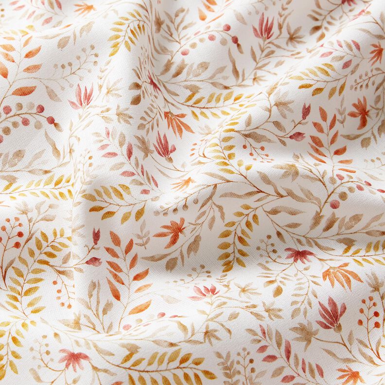Bomuldspoplin blomsterdrøm Digitaltryk – hvid/kobberfarvet,  image number 2