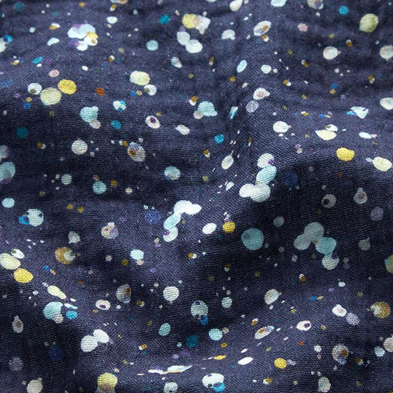 GOTS Musselin/Dobbelt-Crincle stof kulørte prikker Digitaltryk| by Poppy – marineblå,  image number 2