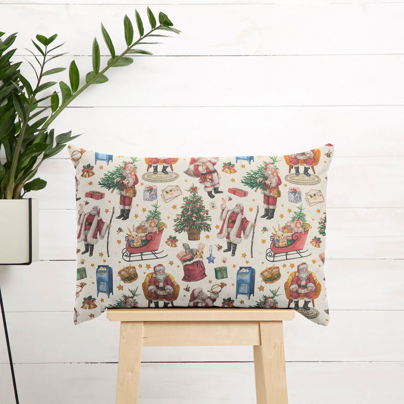 Dekorationsstof Halvpanama nostalgisk juletid – natur/rød,  image number 7