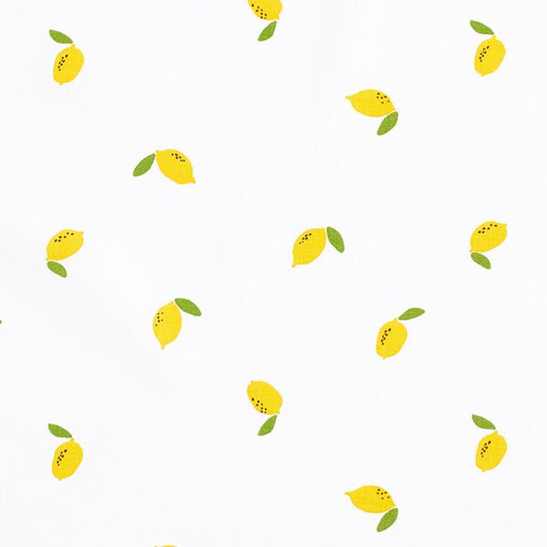 Bomuldspoplin citroner – hvid,  image number 1