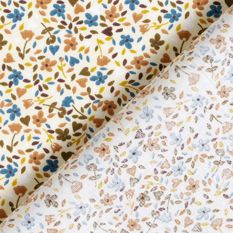 Bomuldsstof Cretonne spredte blomster – lysebeige/lysebrun,  image number 4