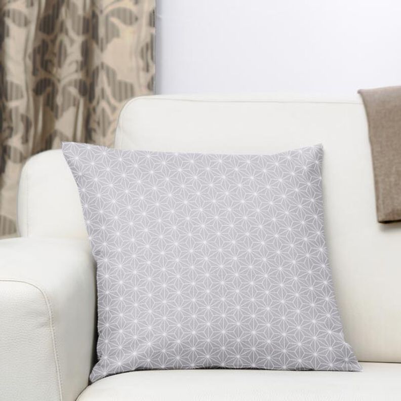 Bomuldsstof Cretonne Japanske stjerner Asanoha – grå,  image number 6