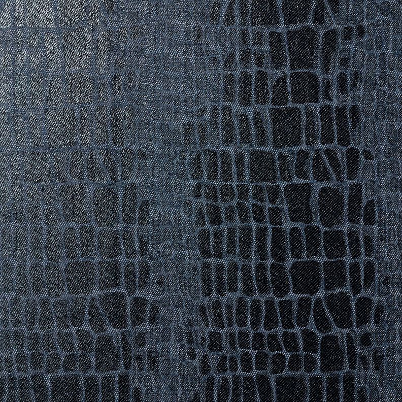 Viskosedenim med reptilmønster – sort-blå,  image number 1