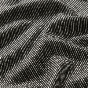 Buksestof i uld-miks, melange-striber – sort/hvid, 