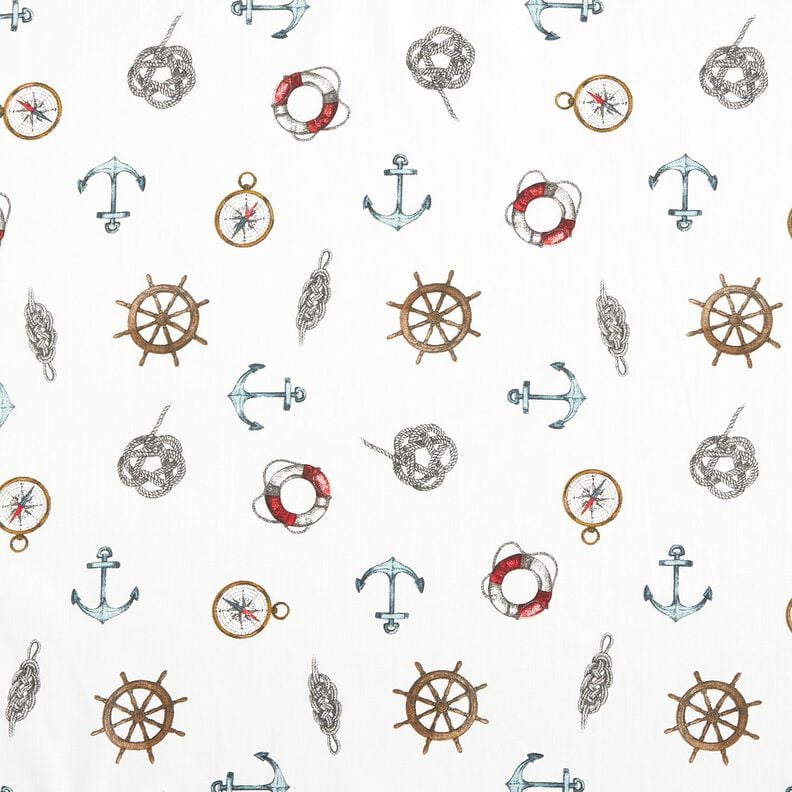 Dekorationsstof Panama maritim – hvid,  image number 1