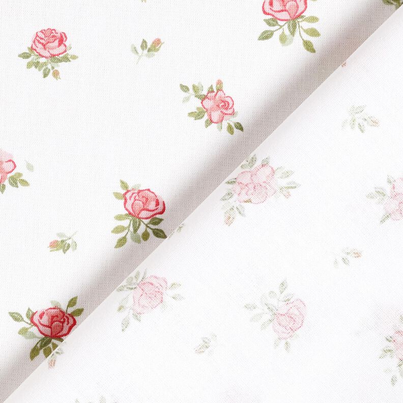 Bomuldspoplin fine roser – rød/hvid,  image number 4