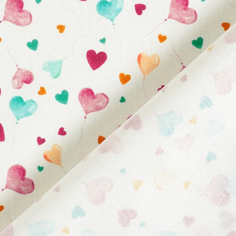 Bomuldspoplin, hjerteformede luftballoner – hvid,  image number 4