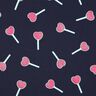 Bomuldsjersey glitter-hjerte-lollipops | Poppy Fabrics – natblå,  thumbnail number 1