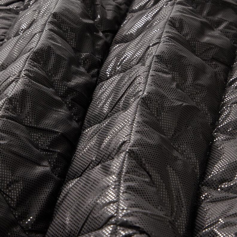 Quiltstof let glans romber – sort,  image number 2