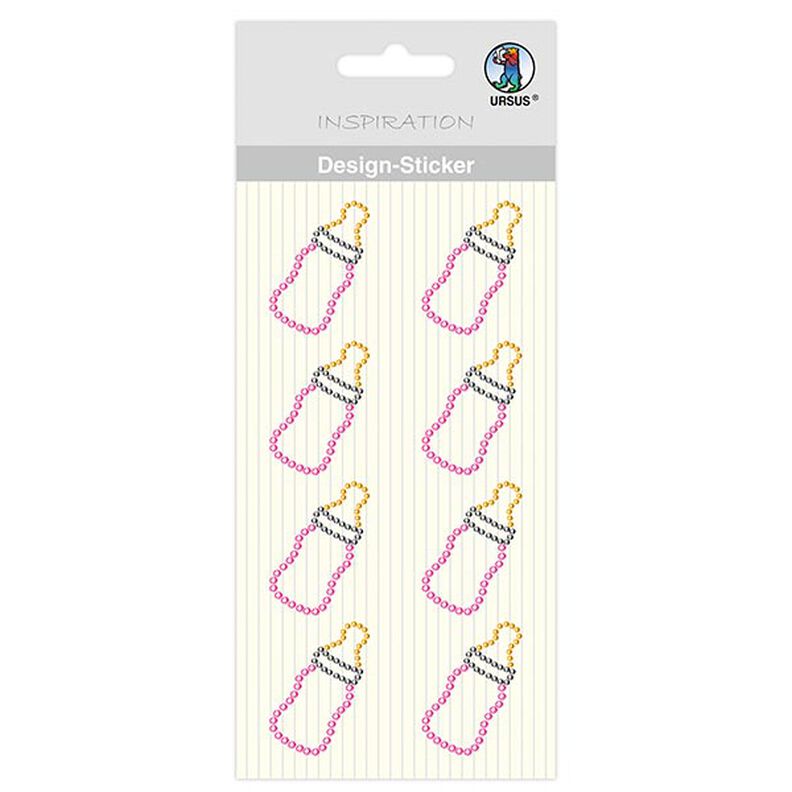 Design klistermærker sutteflasker pige [ 8 Styk ] – rosa/gul,  image number 1