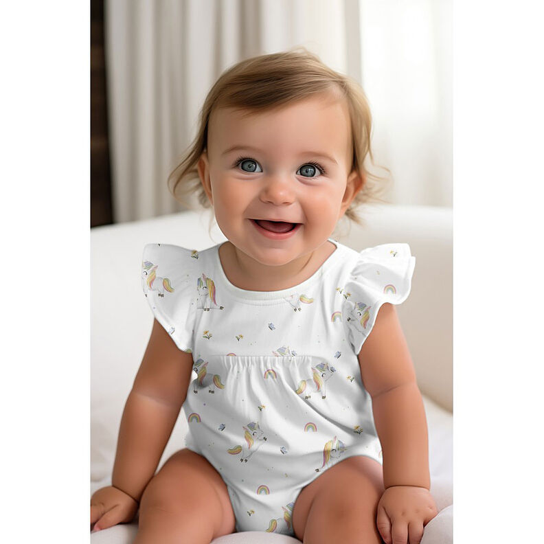 GOTS Bomuldsjersey enhjørninger Digitaltryk | by Poppy – hvid,  image number 6