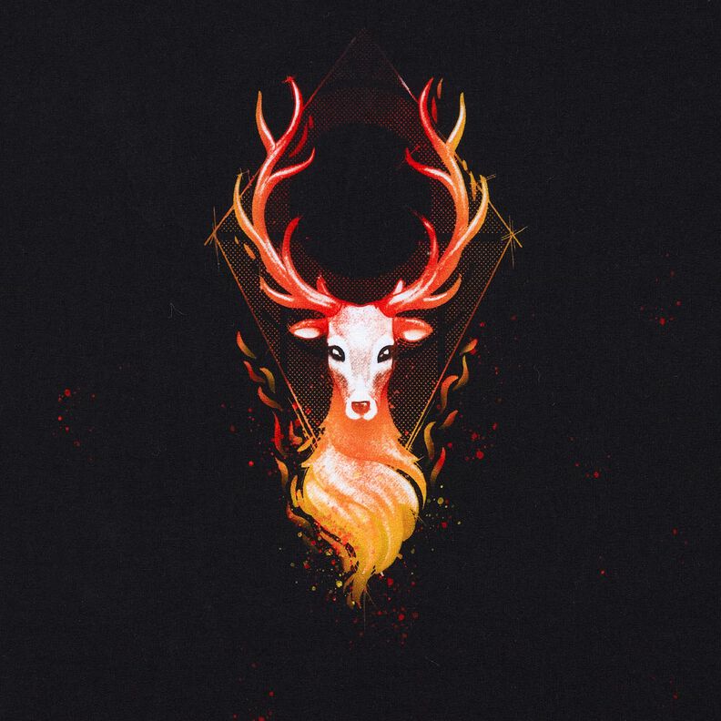 French Terry Panel Ildhjort | Glitzerpüppi – sort/orange,  image number 7