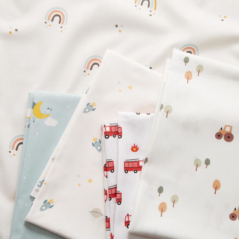 Bomuldspoplin traktor på en stor mark – elfenben,  image number 5