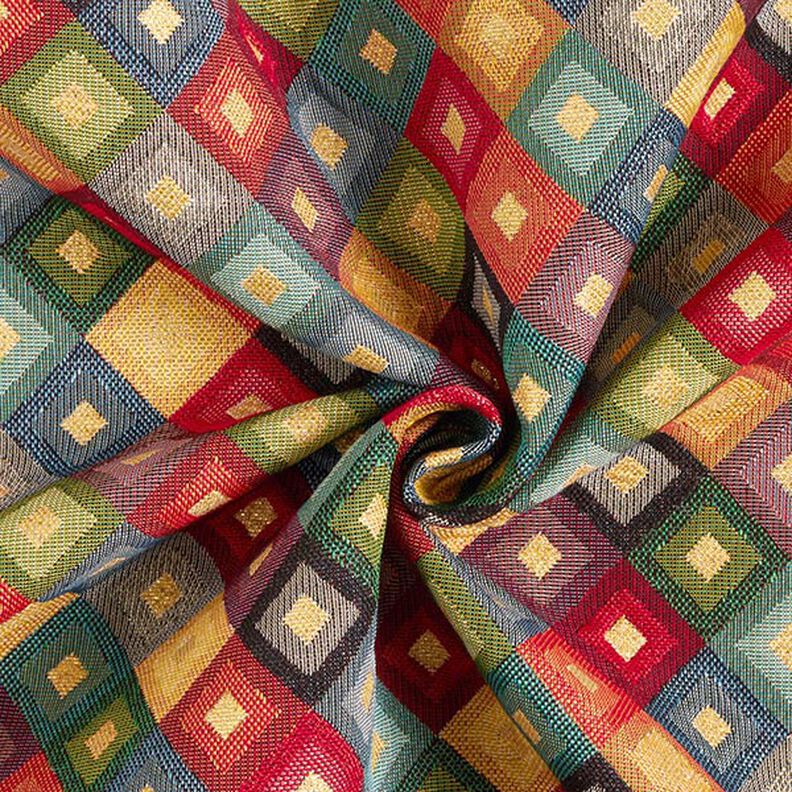 Dekorationsstof Gobelin farverige rhombuses lurex,  image number 4