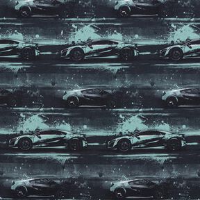 Bomuldsjersey racerbil Digitaltryk – sort/perlegrå, 