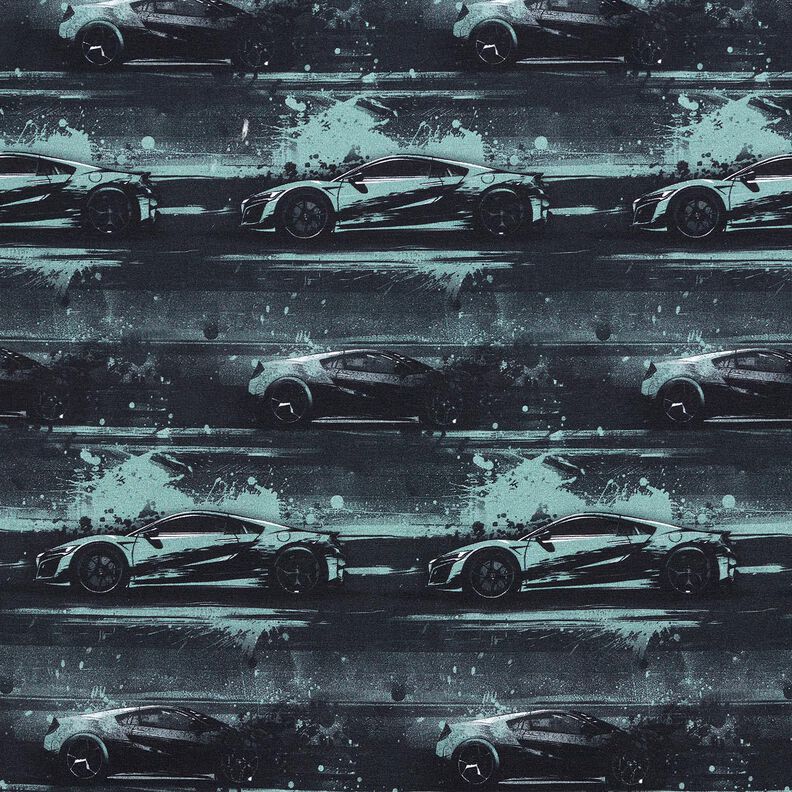 Bomuldsjersey racerbil Digitaltryk – sort/perlegrå,  image number 1