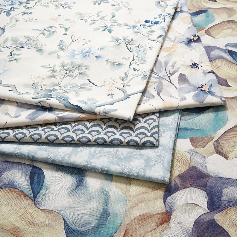 Bomuldsstof Poplin elegante buer – blågrå/lys taupe,  image number 5