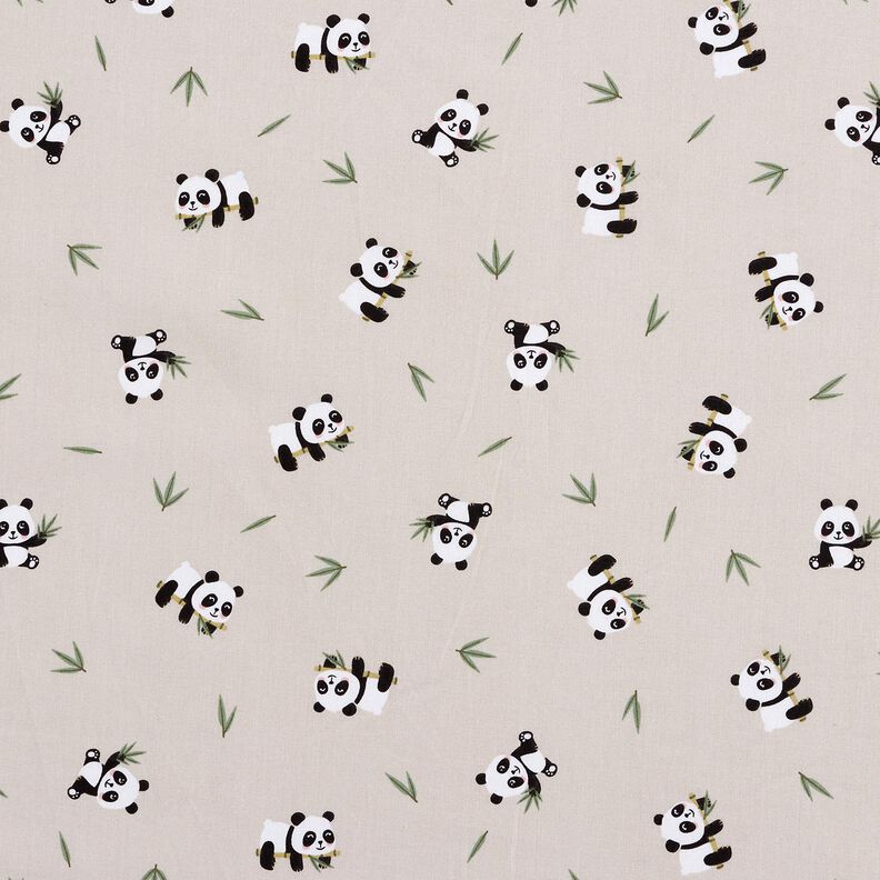 Bomuldsstof Cretonne sød pandabjørn – natur,  image number 1