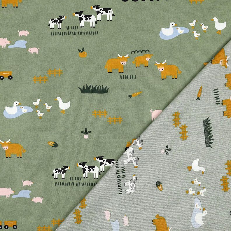 Bomuldspoplin bondegårdsdyr | Poppy Fabrics – pinje,  image number 4