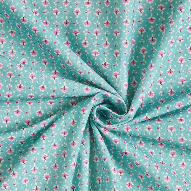 Bomuldsstof Poplin sm&aring; ornamenter &ndash; mint/pastelviolet &ndash; mint/pastelviolet,  image number 3