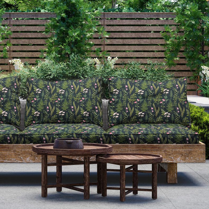 Outdoor stof Canvas blade og blomster – mørkegrøn/pastelviolet,  image number 6