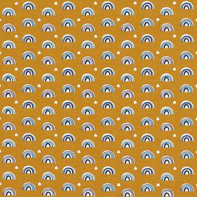 Bomuldsjersey små regnbuer – sennep, 