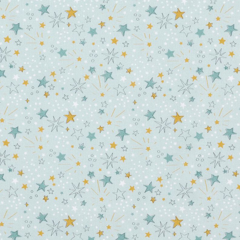 Bomuldspoplin stjernehimmel – babyblue,  image number 1