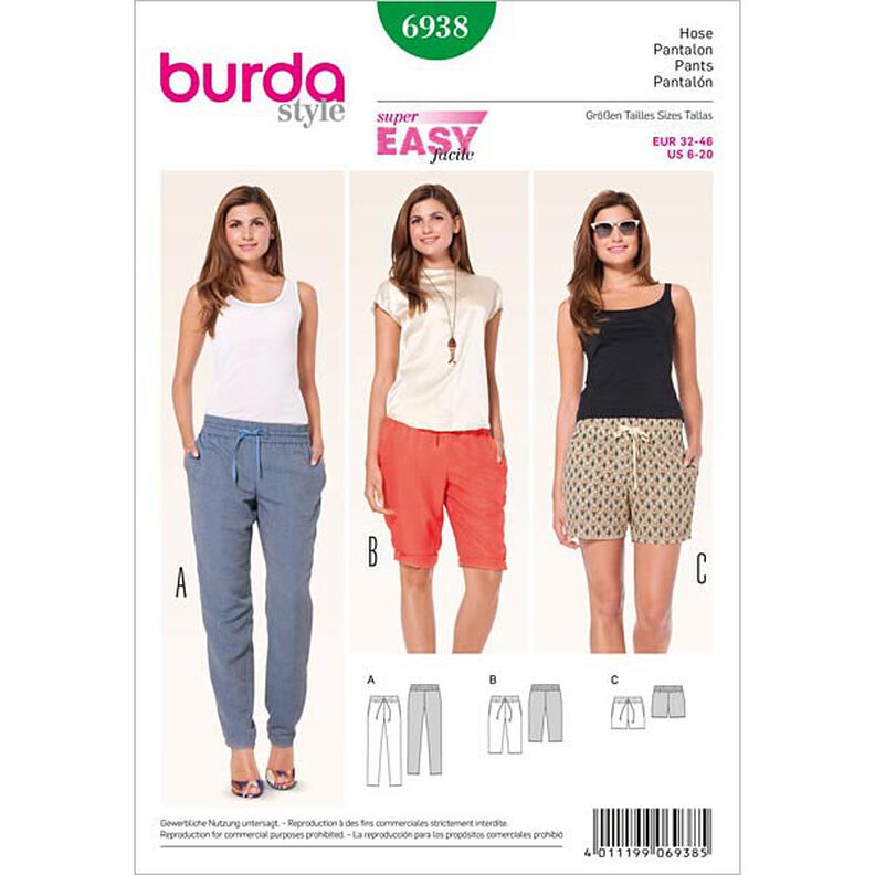Bukser / Bermudashorts / Shorts, Burda 6938,  image number 1