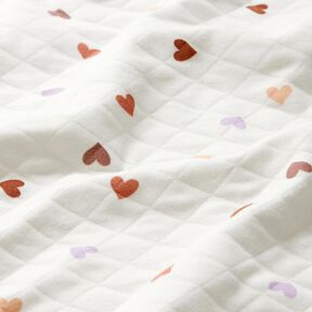 Doubleface Jersey farverige hjerter &ndash; elfenben, 